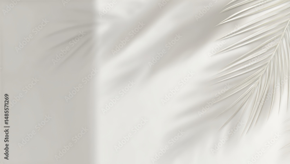Poster soft blurred background with the shadow of palm leaves creating a serene and minimalist atmosphere f