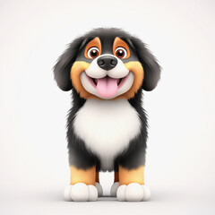 Fototapeta premium Happy cartoon bernese mountain dog with fluffy coat and cheerful expression in a delightful illustration style