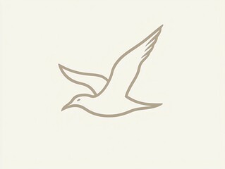 Obraz premium Flying Seagull Line Art