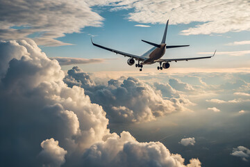 Obraz premium airplane over clouds. travel vacation concept