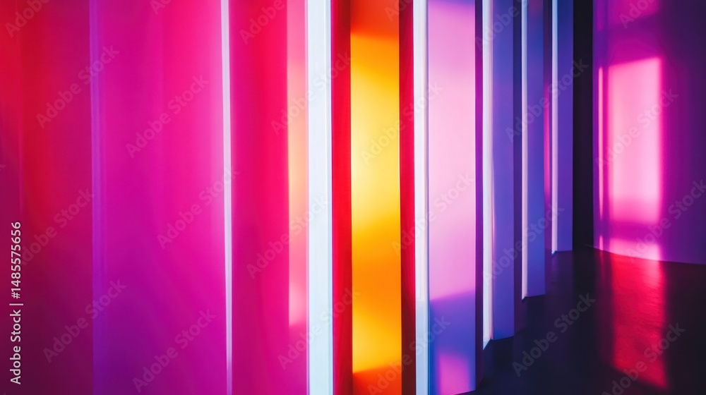Aufkleber vibrant chromatic partitions in an interior architecture with dynamic shadows