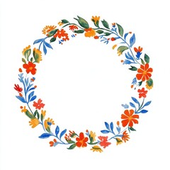 Chinese folk art pattern illustration circle frame.
