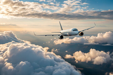 Obraz premium airplane over clouds. travel vacation concept