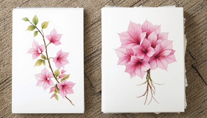 Obraz premium Elegant Pink Bougainvillea Watercolor Paintings Floral Art Botanical Illustration Natur