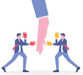 Conflict management, leadership skill to compromise and solving argument problems, negotiation or stop fighting concept

