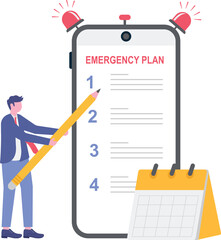 Business emergency plan, checklist to do when disaster happens to continue business and build resilience concept.flat characters.   © vector mall
