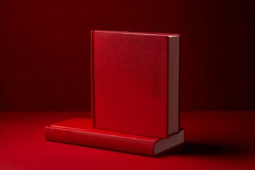 Solid Red Book on a Vibrant Red Background with Bold Elegance