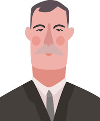 Stylized portrait of a man with short hair and moustache