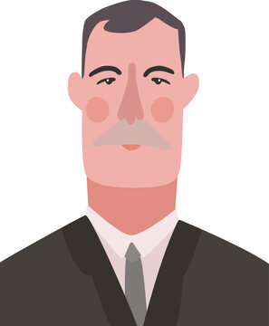 Stylized portrait of a man with short hair and moustache