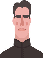 Stylized portrait of a brutal man in dark glasses