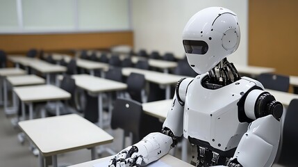 A robot teacher conducting engaging educational lessons with students

