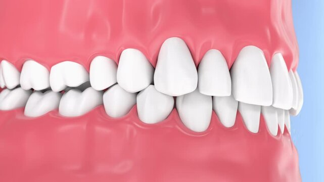 Inflamed gums transform to pink as blue bubbles cleanse the surface. Ideal for oral healing, whitening, and dental health visuals.