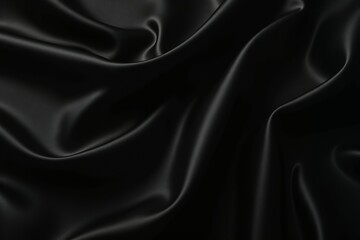Obraz premium Luxurious black satin cascading waves surface