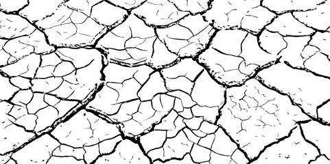 Cracked Earth Vector Texture with Transparent Background – High-Detail Grunge Overlay of Dry, Distressed Lines and Natural Ground Erosion
