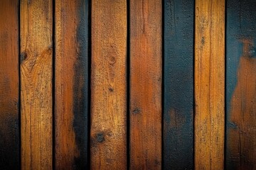 close-up texture of vertical wooden planks with natural grain and dark stained areas emphasizing rustic and aged appearance