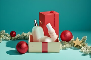 Christmas Sale of Beauty Products with Festive Holiday Elegance