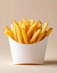Golden Fries on Clean Background for Menu Design or Poster Generative AI