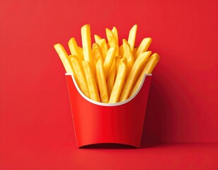 Minimalist Fries on Red Hero Image for Food Advertisement Generative AI