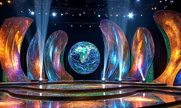 Vibrant stage design with Earth projection