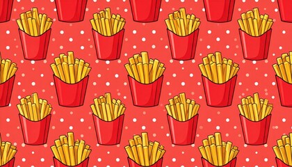 Pop Art Style French Fries Repetition Retro Food Design Element Generative AI