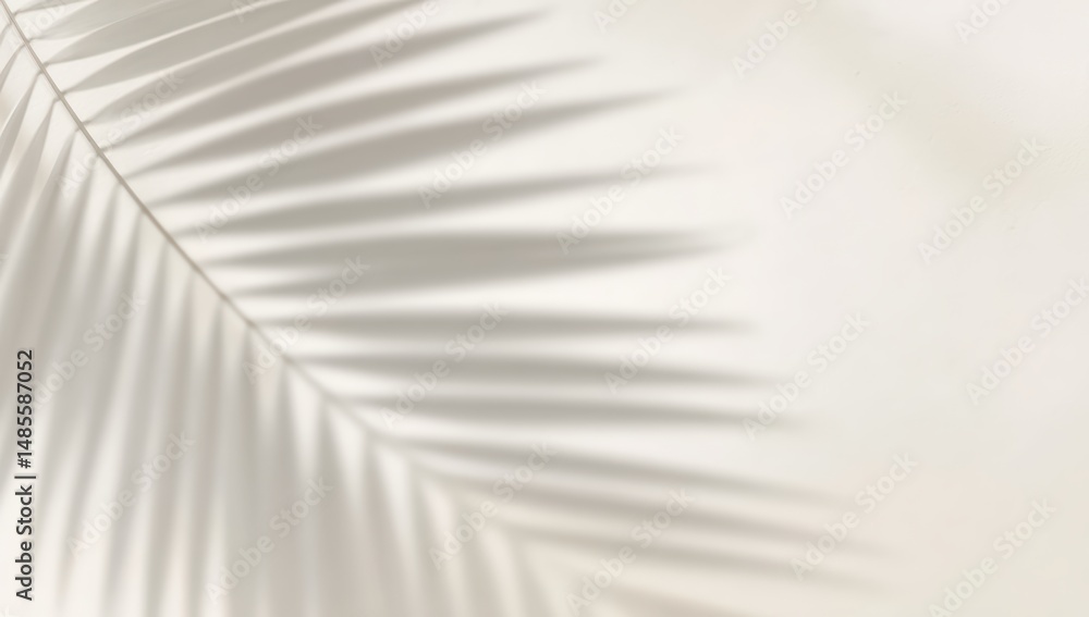 Poster soft gray background with gentle palm leaf shadow creating a serene and tranquil atmosphere perfect 