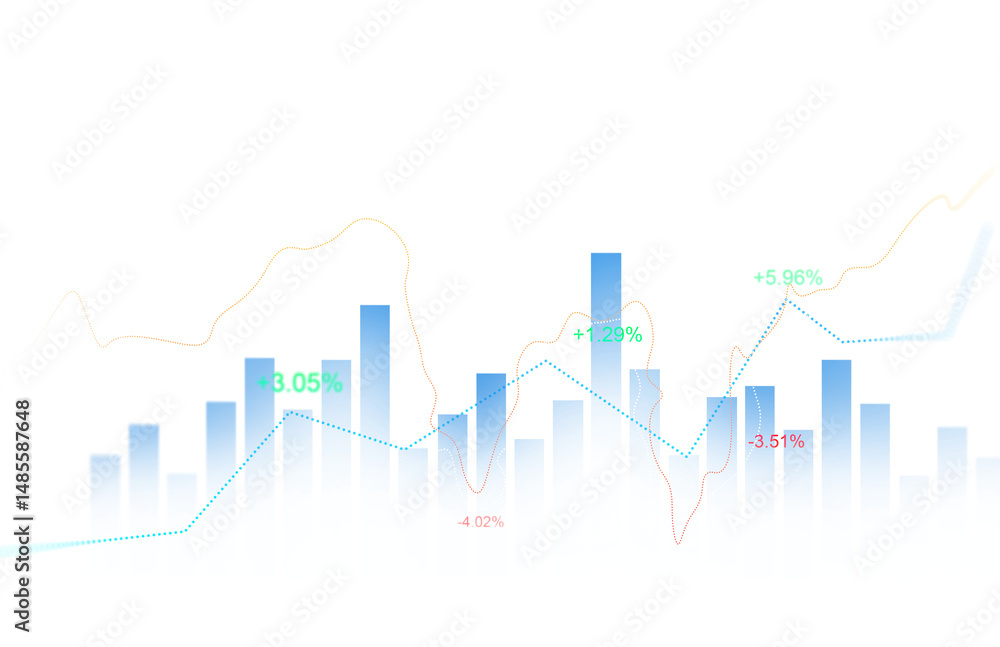 Poster Business growth graph chart PNG.Analyzing sales data and financial report.Financial marketing graph grow chart. Arrow up with graph corporate future growth plan.	