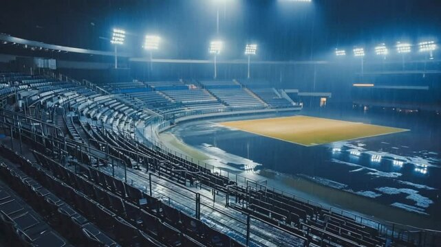 Empty night stadium under lights