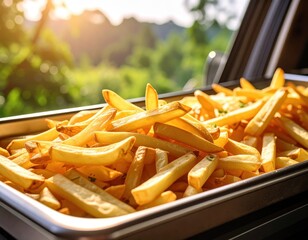 Serving of French Fries in Restaurant Tray Generative AI