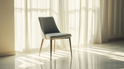 Gray Chair by Window with Sheer Curtains