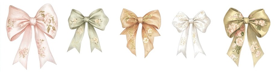 Delicate Floral Bows in Various Shades