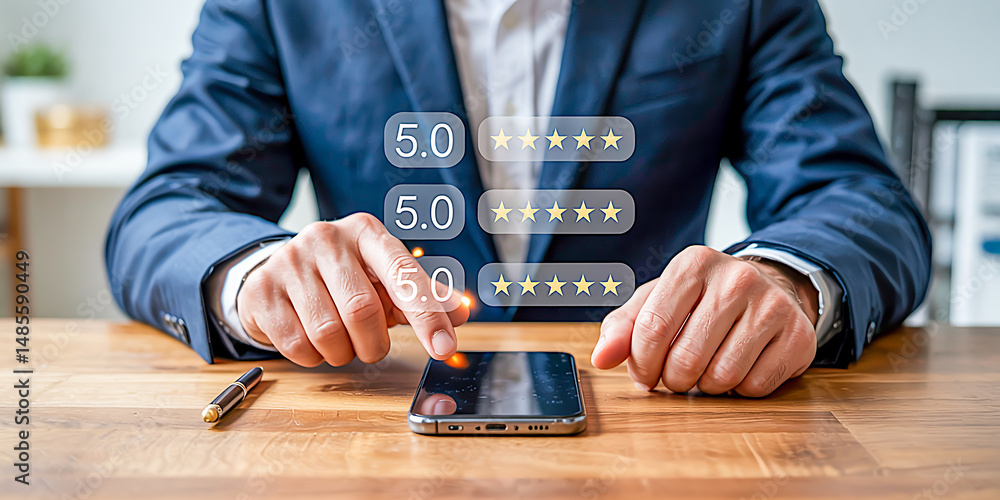 Poster customer satisfaction survey users rate service experience to assess quality and boost business repu