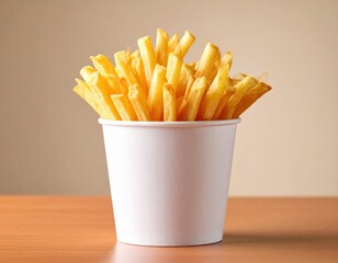 Tasty Golden French Fries in Paper Cup Generative AI