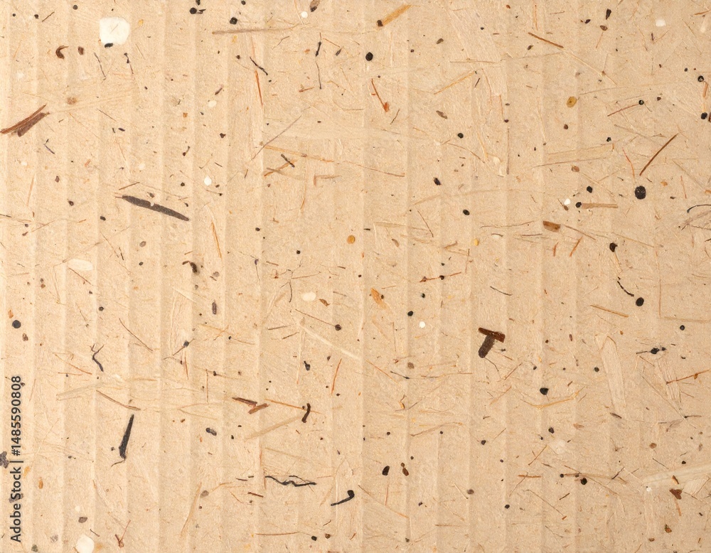 Poster beige textured handmade paper background with embedded plant fibers and specks. ideal for design pro