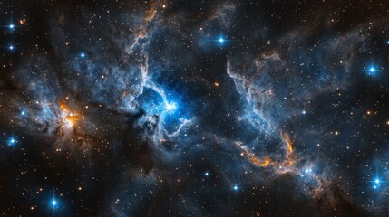 Fototapeta premium Cosmic Nebula with Blue and Orange Hues