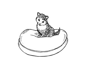 Cute Kitten Sitting SVG Icon Logo Design – Adorable Cat Vector Clipart, Minimalist Pet Silhouette, Animal Logo for Print