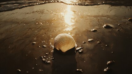 Seashell on a Beach at Low Tide