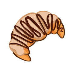 Croissant with butter cream and shotolade hand drawn color
