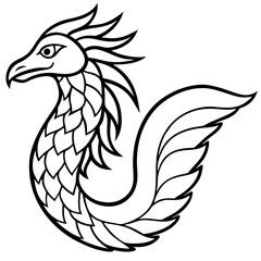 Feathered Viper line art vector