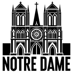 Fototapeta premium Notre dame cathedral black silhouette vector illustration