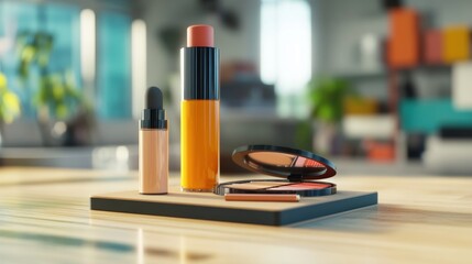Modern beauty essentials elegantly arranged for a vibrant cosmetic concept
