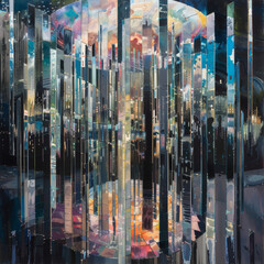 City Buildings Through Rain-Streaked Glass
