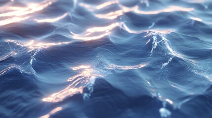Water Surface with Waves and Light Reflections