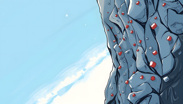thrilling vertical adventure indoors, hand-drawn digital illustration. with white shades
