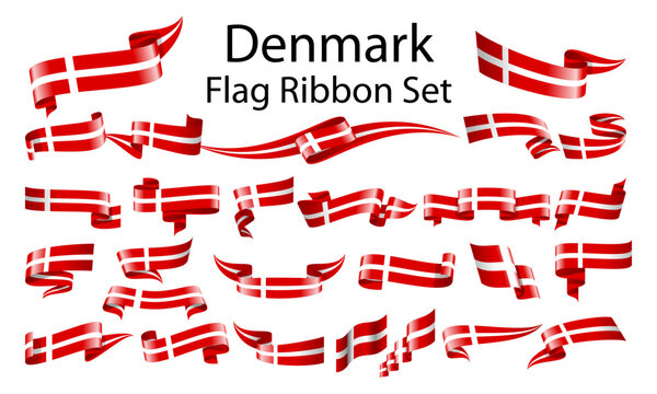 Denmark ribbon flag set