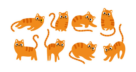 Obraz premium collection of cute orange tabby cats illustration