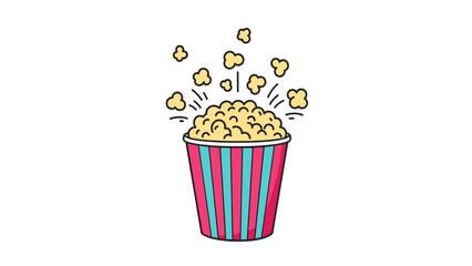 Delicious Popcorn in Striped Container, Movie Snack Illustration
