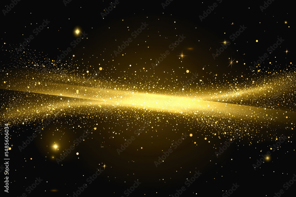 Aufkleber captivating gold comet illuminating a dark space background with intricate dust particles and cosmic