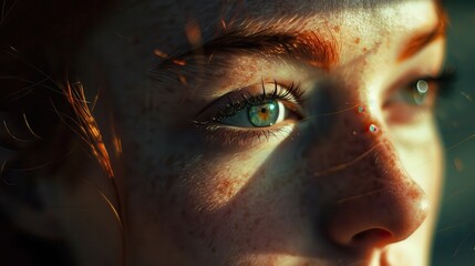 Dramatic close-up portrait with high-contrast lighting 