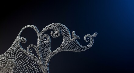 Obraz premium Abstract Wire Mesh Art Elegant Swirls and Curls Design on Dark Background