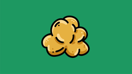 Cartoon Popcorn Kernel Illustration on Green Background